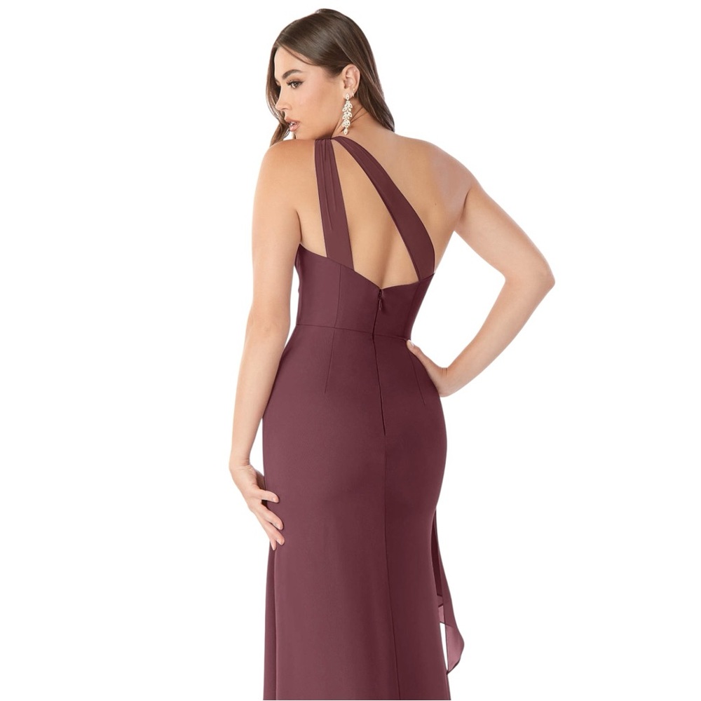 Azazie Maive One Shoulder Sangria Chiffon Dress Size 4 - Picture 4 of 16